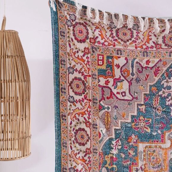 Luxury Rustic Cotton Throw Rug-Blue/Red - Picture 4 of 4